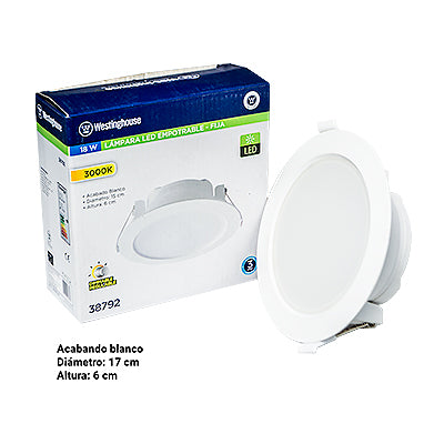 LAMPARA LED 6  FIJA 18W 3000K