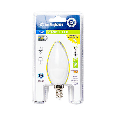 BOMBILLO LED VELA 5W E12 38688