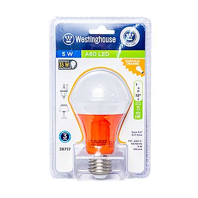BOMBILLO LED NARANJA 5W A60