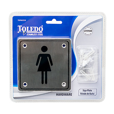 LETRERO MUJER INOXIDABLE